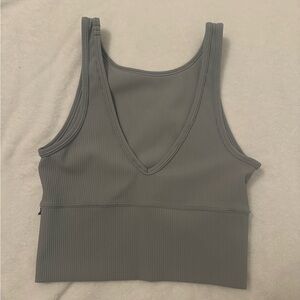 Lululemon Gray Ribbed V-Neck Sports Bra